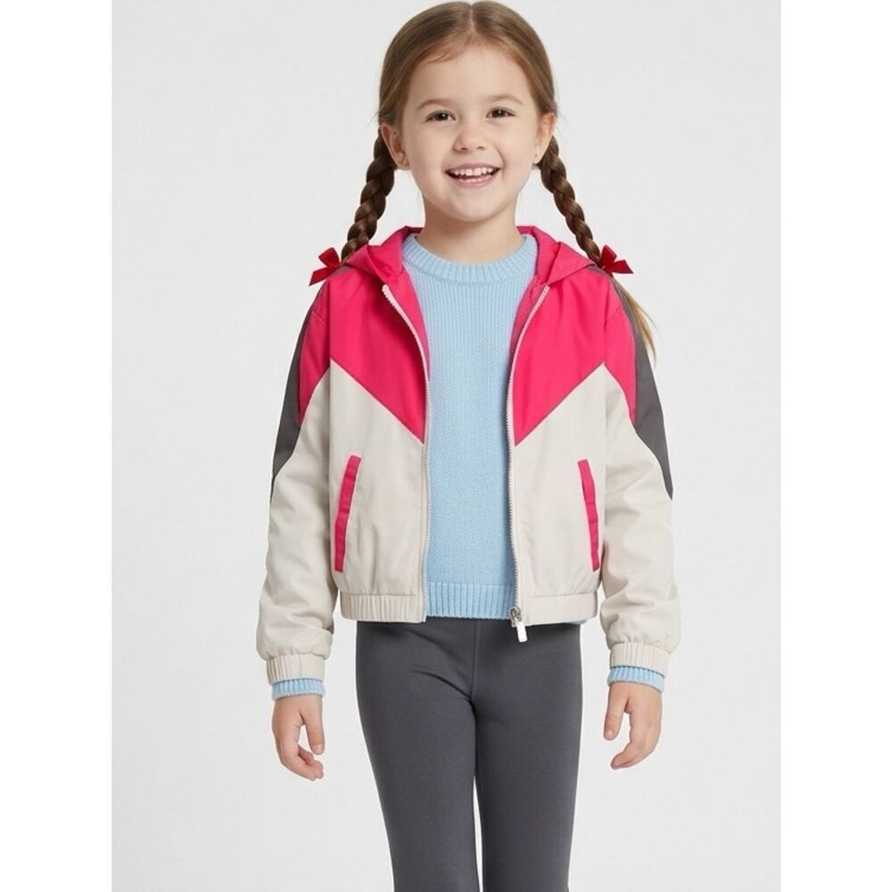NWT Girls Toddler Pink Lightweight Full Zip Windbreaker Hooded - Size 2T